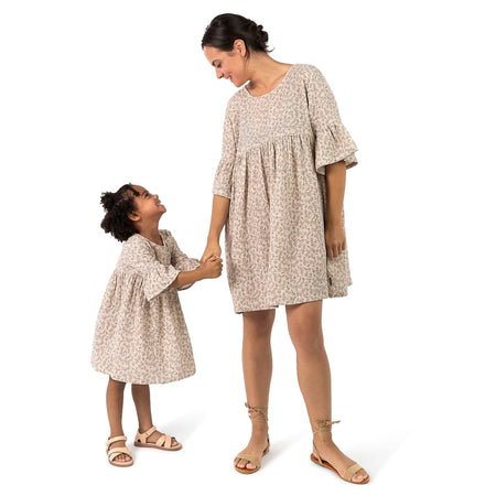 Infant & Toddler Girls Tan Floral Gauze Dress