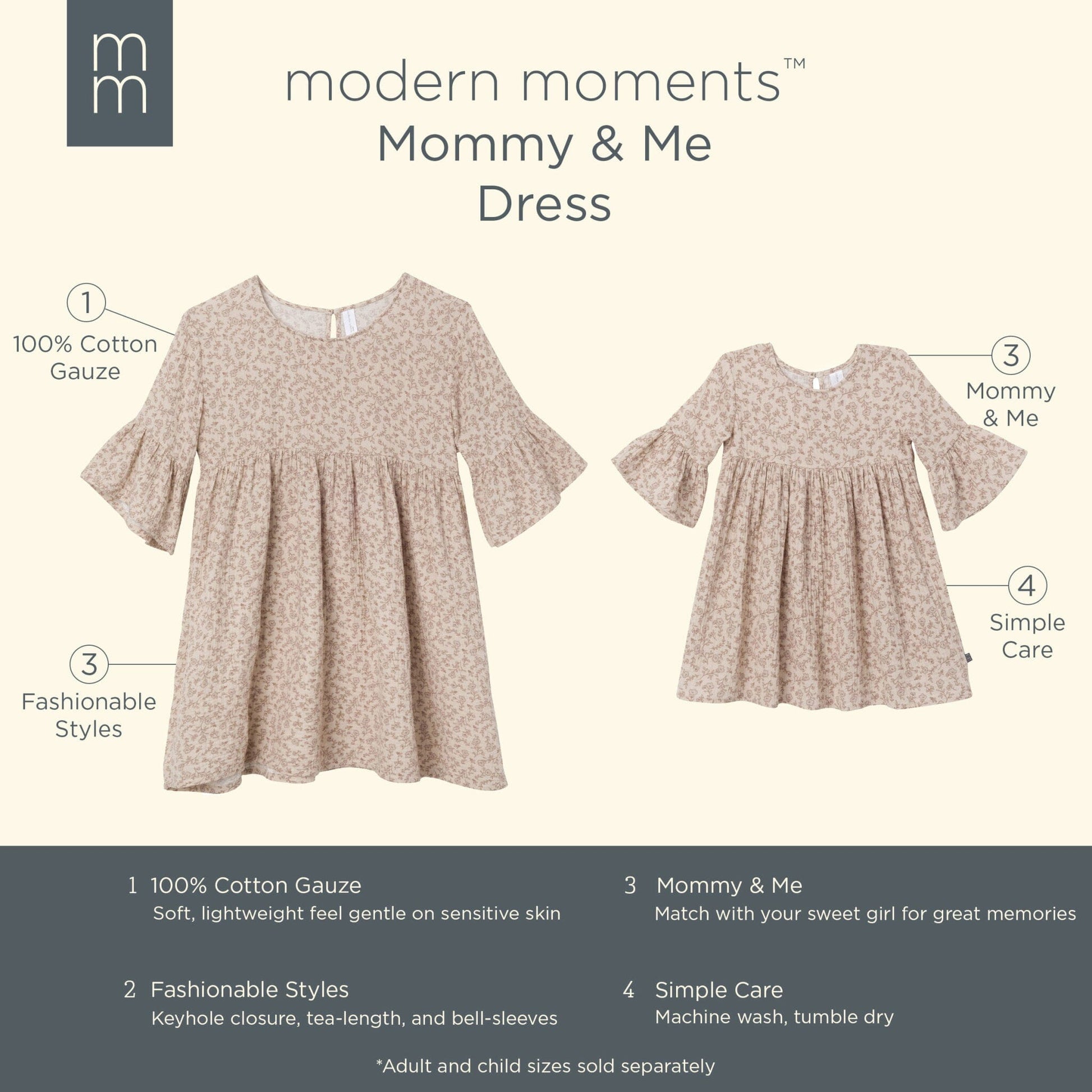 Infant & Toddler Girls Tan Floral Gauze Dress Dresses Modern Moments™ by Gerber® 