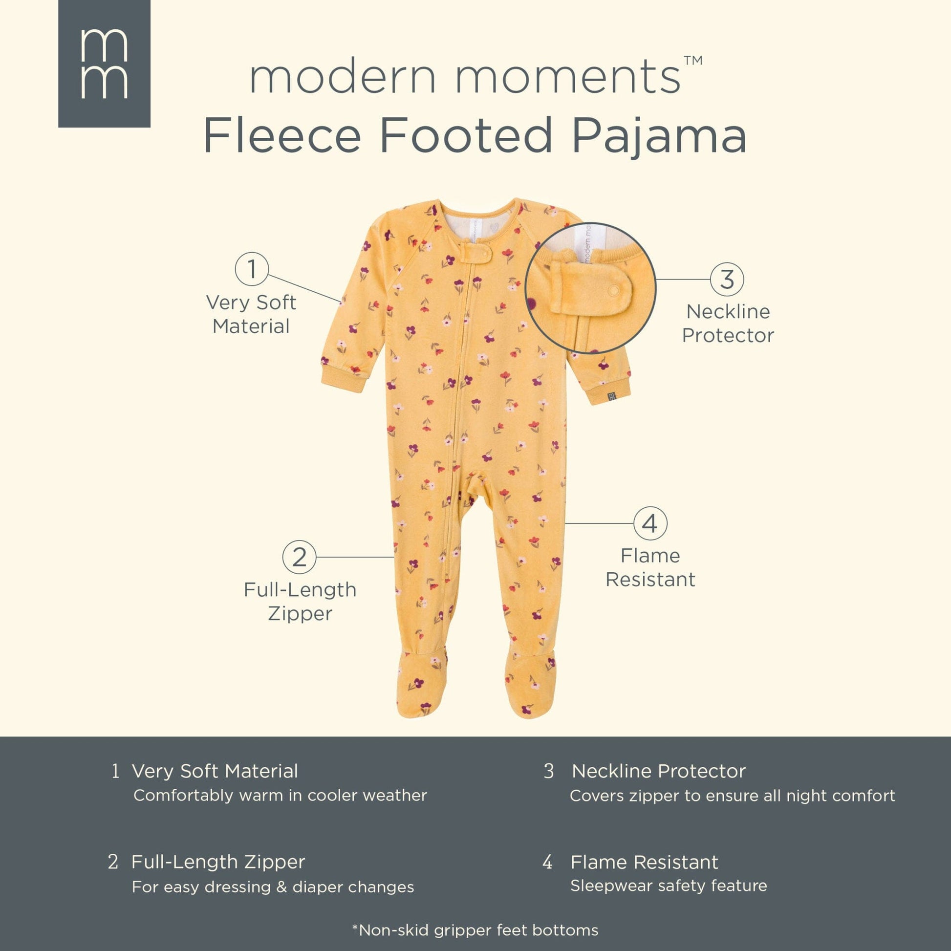 Infant & Toddler Girls Yellow Floral Blanket Sleeper Sleepwear Modern Moments™ by Gerber® 