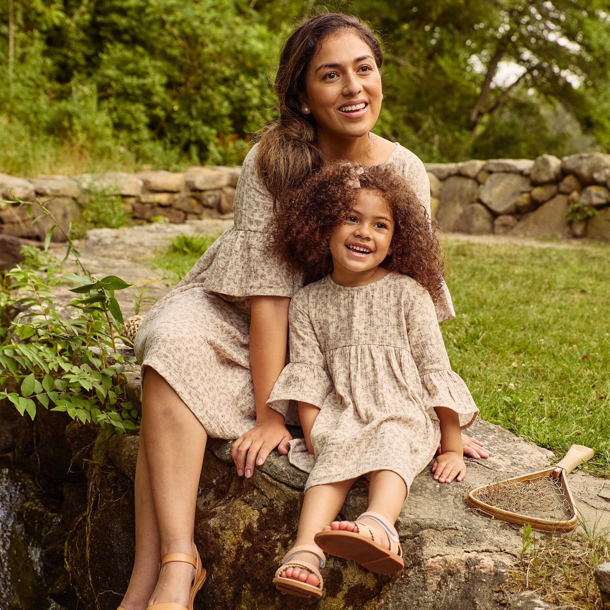 Womens Tan Floral Gauze Dress Dresses Modern Moments™ by Gerber® 