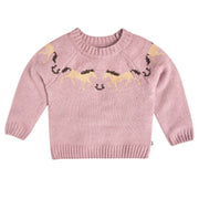 Toddler Girls Mauve Horses Jacquard Knit Sweater Tops Modern Moments™ by Gerber® 
