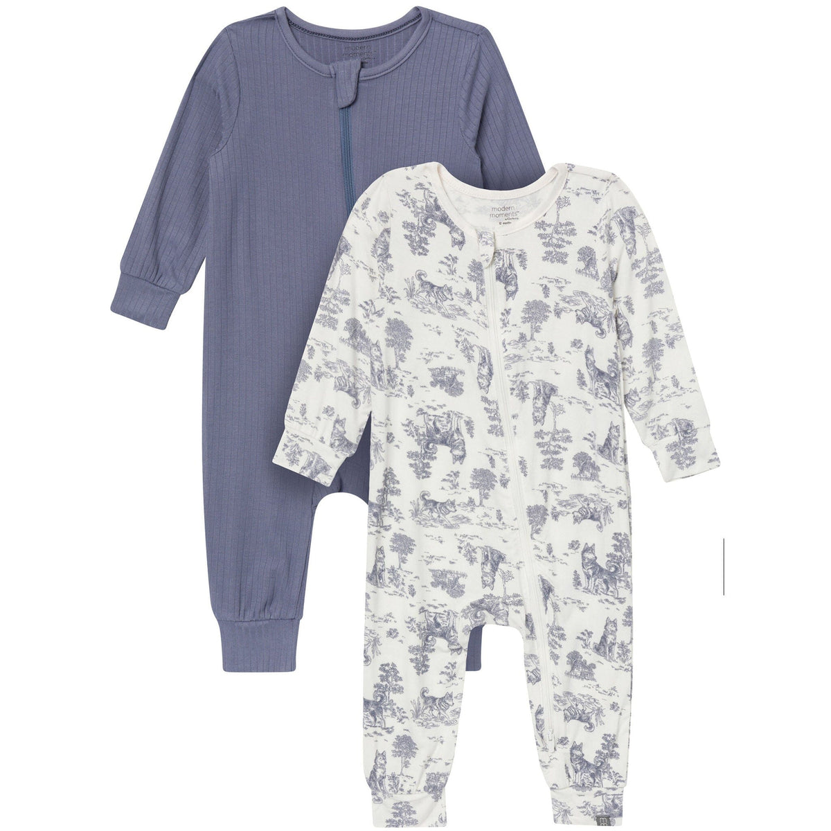 2-Pack Baby Boys Tofu Husky/Flintsone Footless Romper Sleepwear Modern Moments™ by Gerber® 