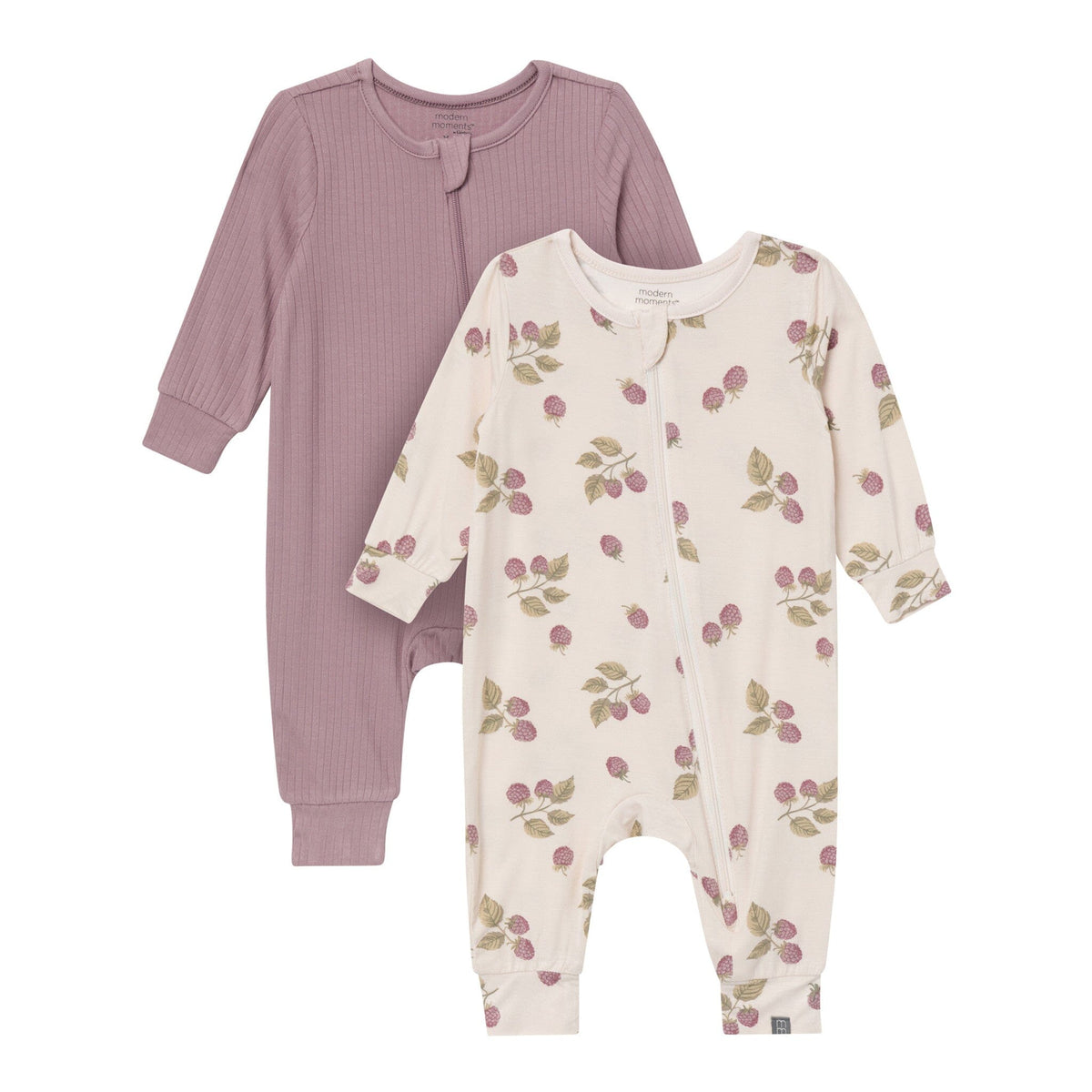 2-Pack Baby Girls Oatmeal Blackberries/Quail Footless Romper Sleepwear Modern Moments™ by Gerber® 