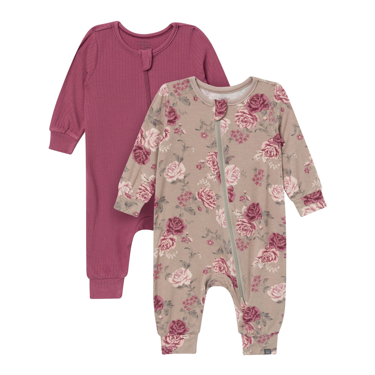 2-Pack Baby Girls Stone Rose/Renaissance Rose Footless Romper Sleepwear Modern Moments™ by Gerber® 