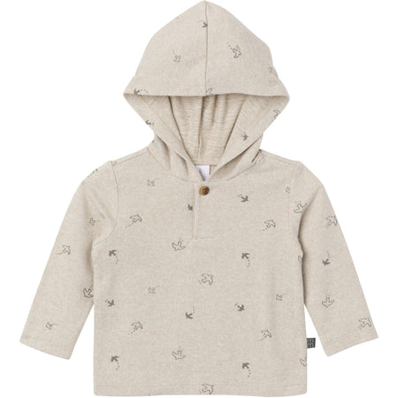 2-Piece Baby Boys Oatmeal Heather Hooded Brushed Hacci Set
