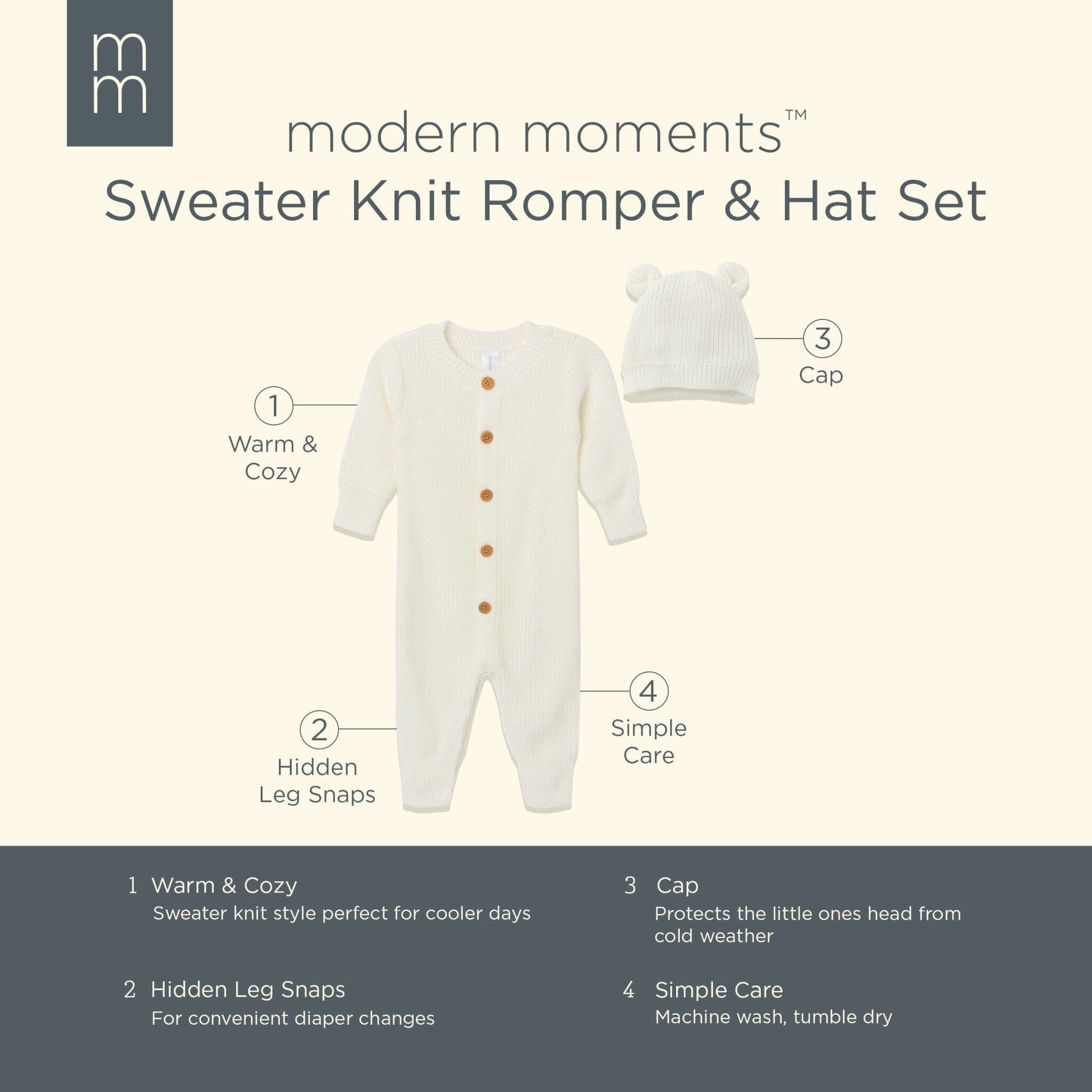 2-Piece Baby Girls Light Pink Romper & Hat Set Outfits & Sets Modern Moments™ by Gerber® 