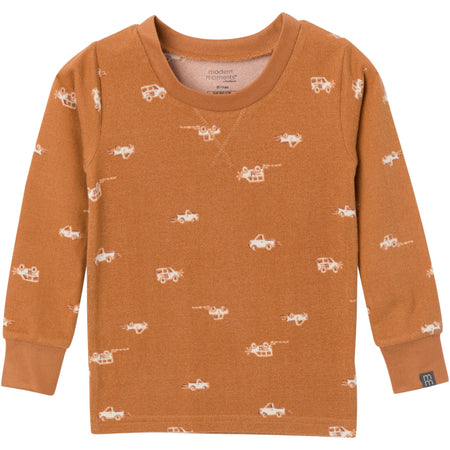 2-Piece Infant & Toddler Boys Lt Med Brown Cars Pajama Set