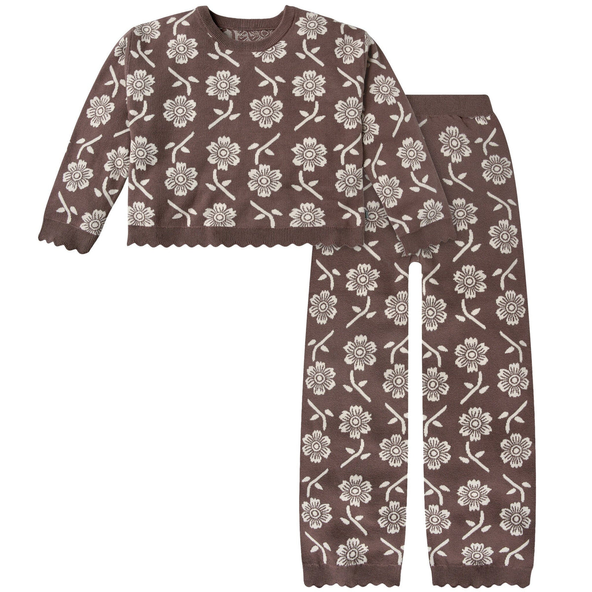 2-Piece Infant & Toddler Girls Cacao Jacquard Sweater & Pant Set Outfits & Sets Modern Moments™ by Gerber® 
