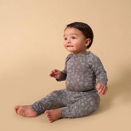 4-Piece Baby Neutral Gray Viscose Bodysuits and Pants Set