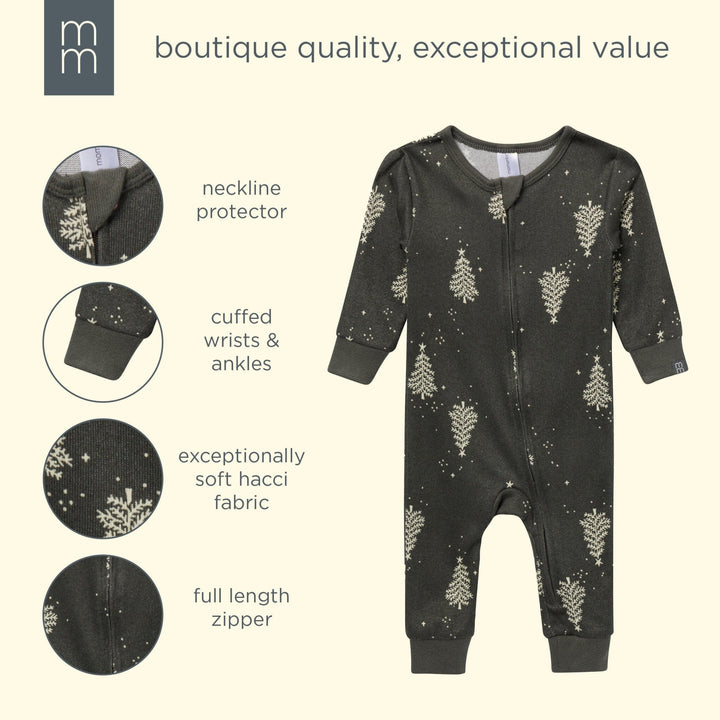 Neutral Green Christmas Tree Snug Fit Footless Pajamas sleepwear modern moments™ by Gerber® 