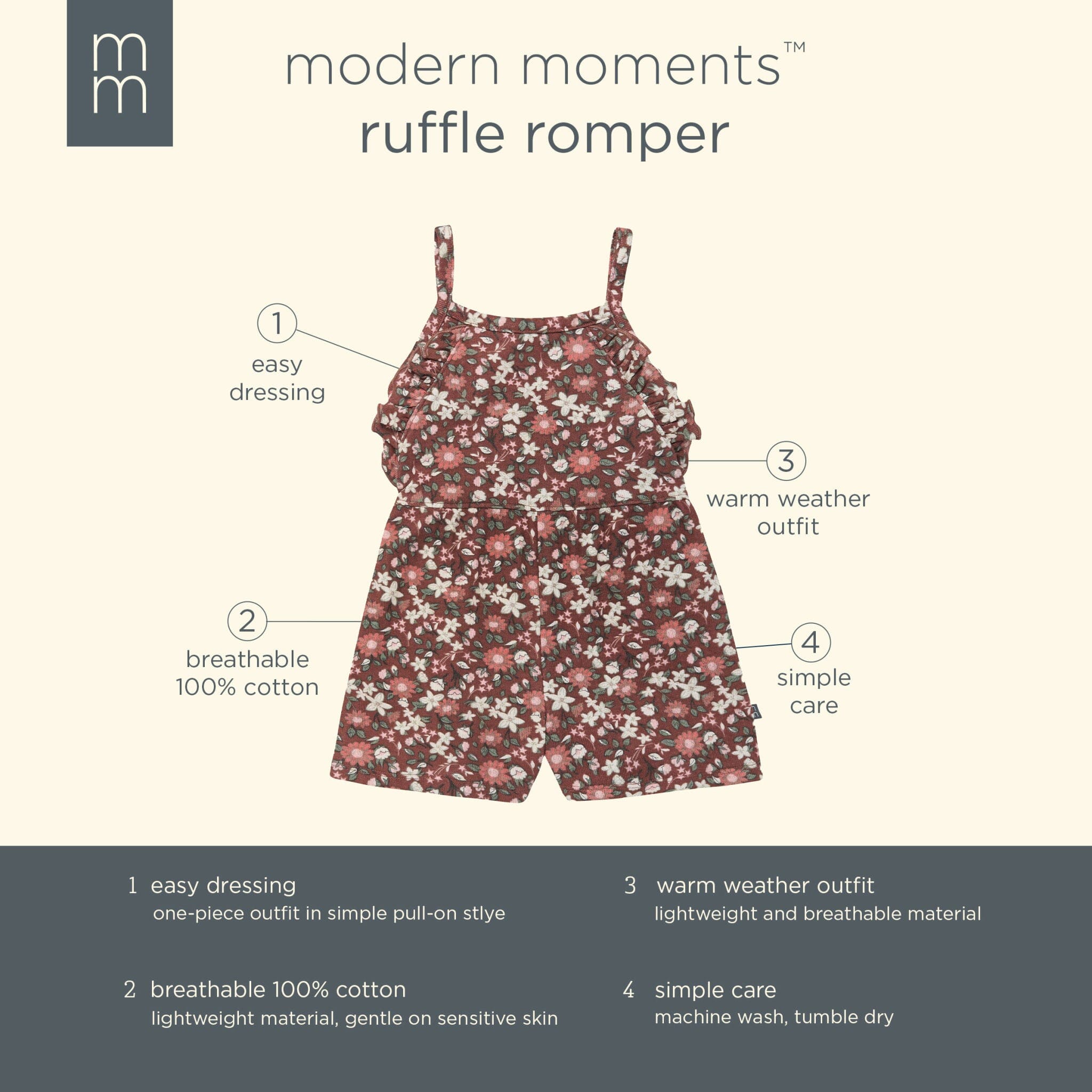 Baby & Toddler Girls Brown Star Floral Ruffle Romper rompers Modern Moments™ by Gerber® 
