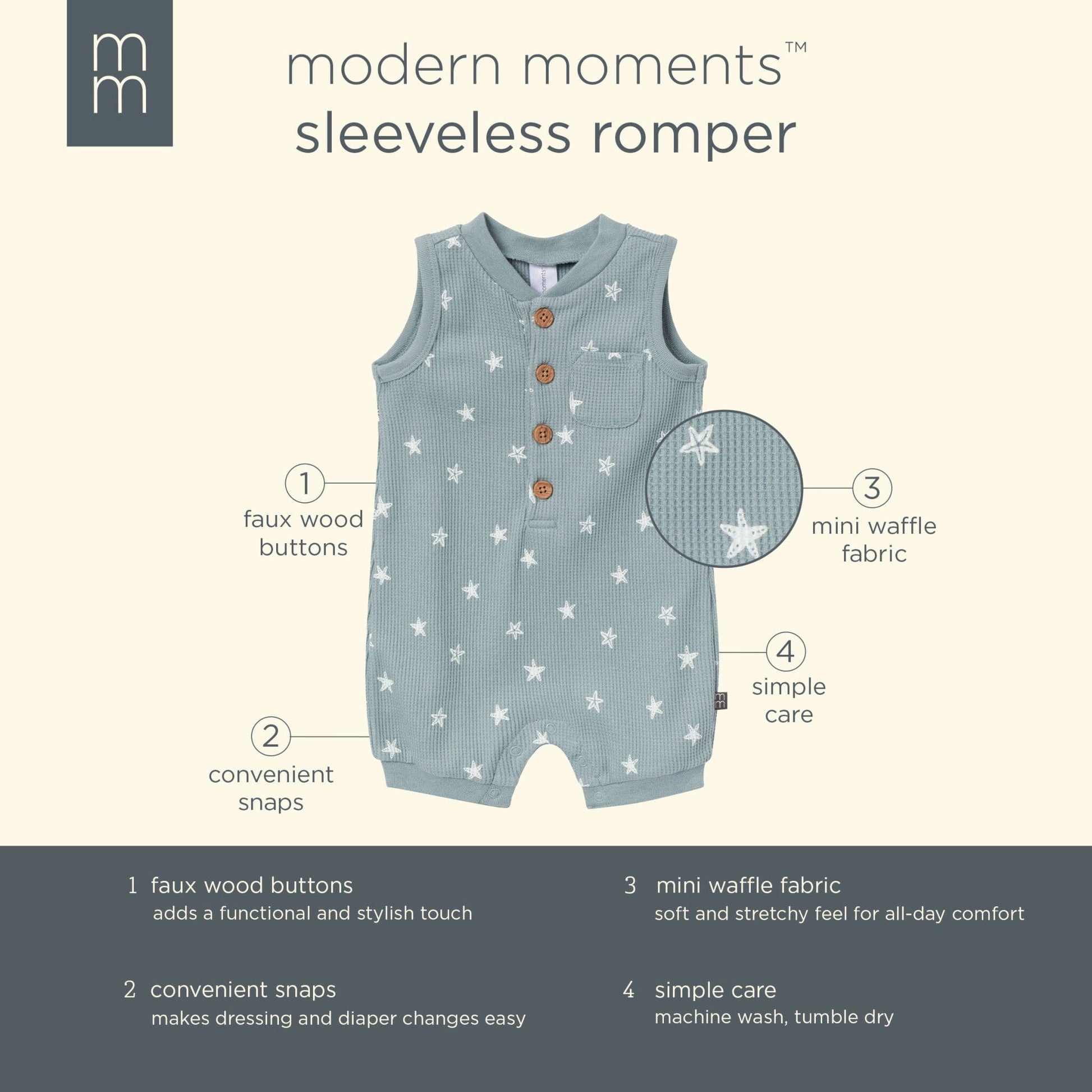 Baby Boys Medium Teal Starfish Sleeveless Romper rompers Modern Moments™ by Gerber® 