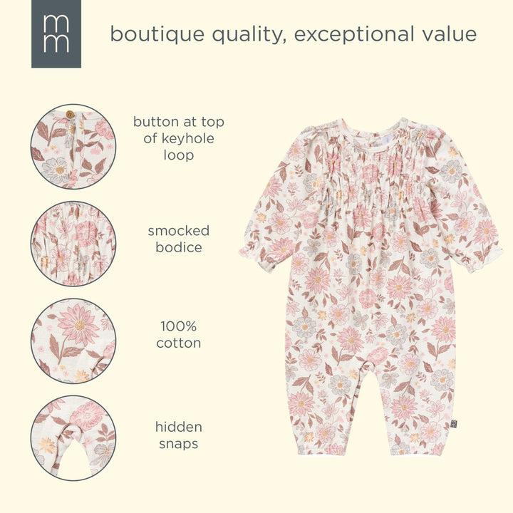 Baby Girls Flower Blossoms Smocked Long Leg Romper rompers modern moments™ by Gerber® 