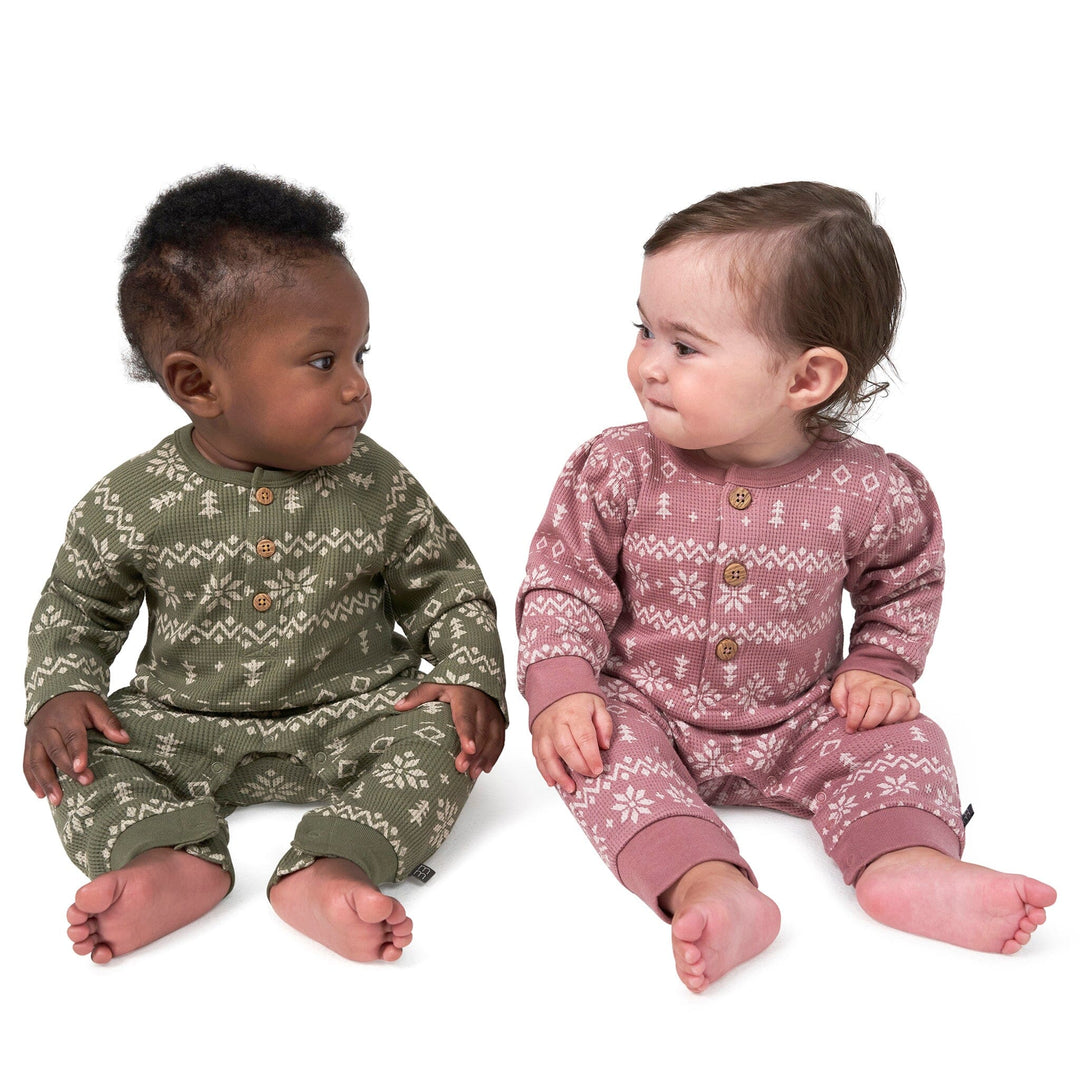 Baby Girls Roker Baby Girls Rose Fair Isle Waffle Romper – Gerber Childrenswear