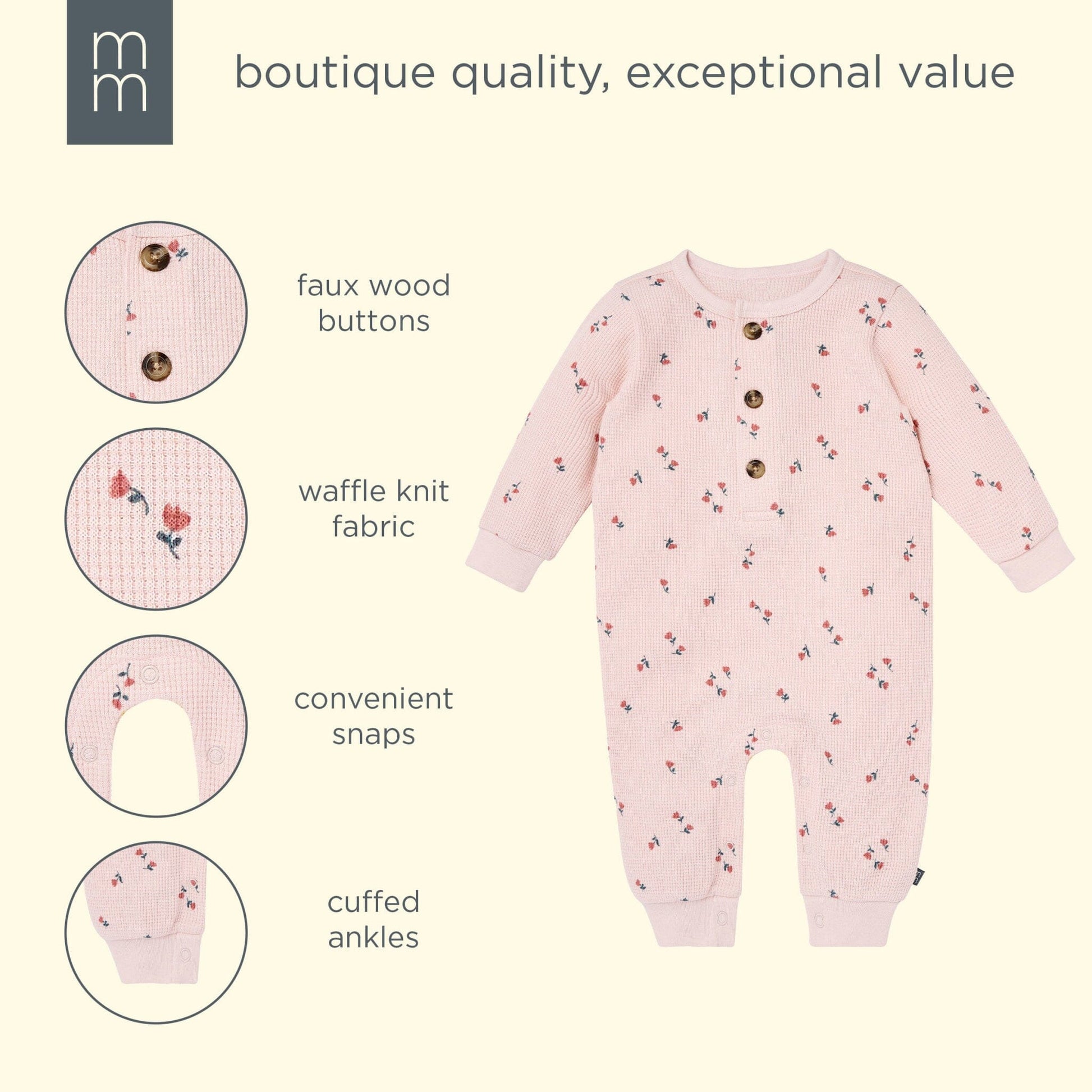 Baby Girls Pink Tulip Waffle Slouch Romper rompers modern moments™ by Gerber® 