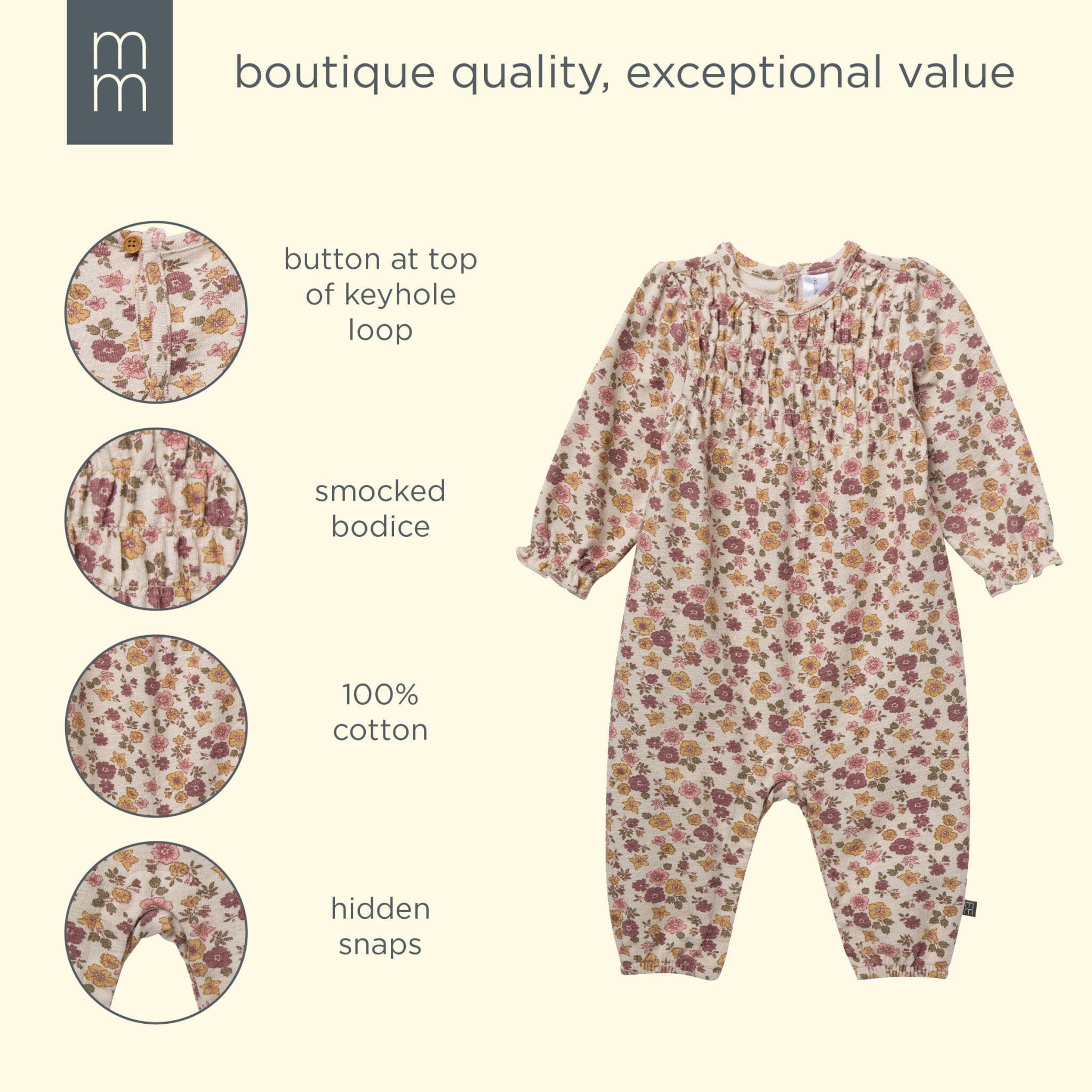 Baby Girls Pink Wildflower Ruffle Collar Romper rompers modern moments™ by Gerber® 