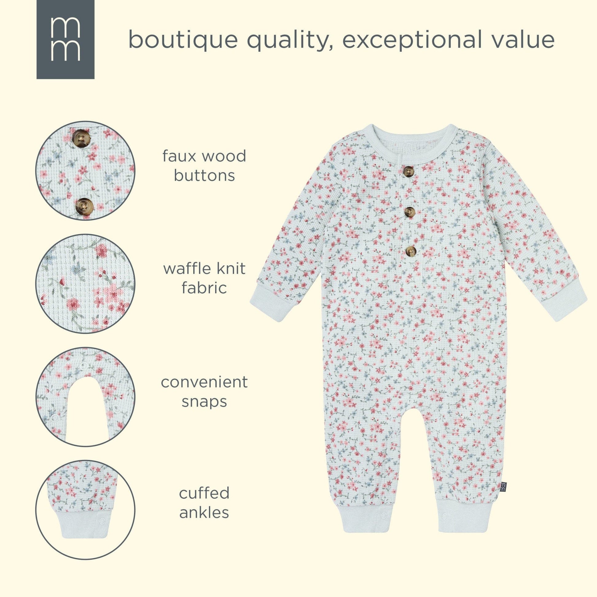 Baby Girls Sky Floral Waffle Slouch Romper rompers modern moments™ by Gerber® 