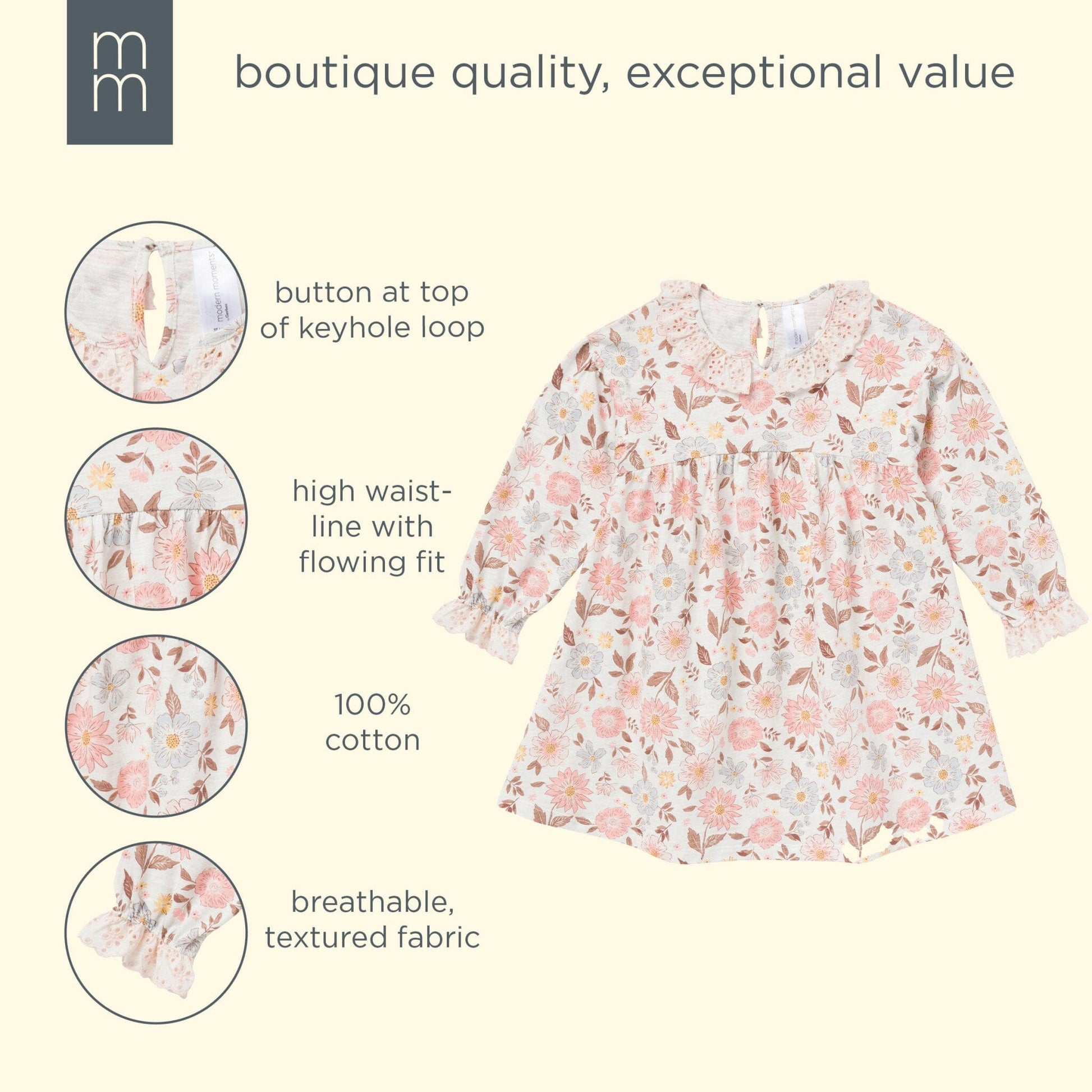 Girls Fall Floral Neck Ruffle Dress dresses modern moments™ by Gerber® 