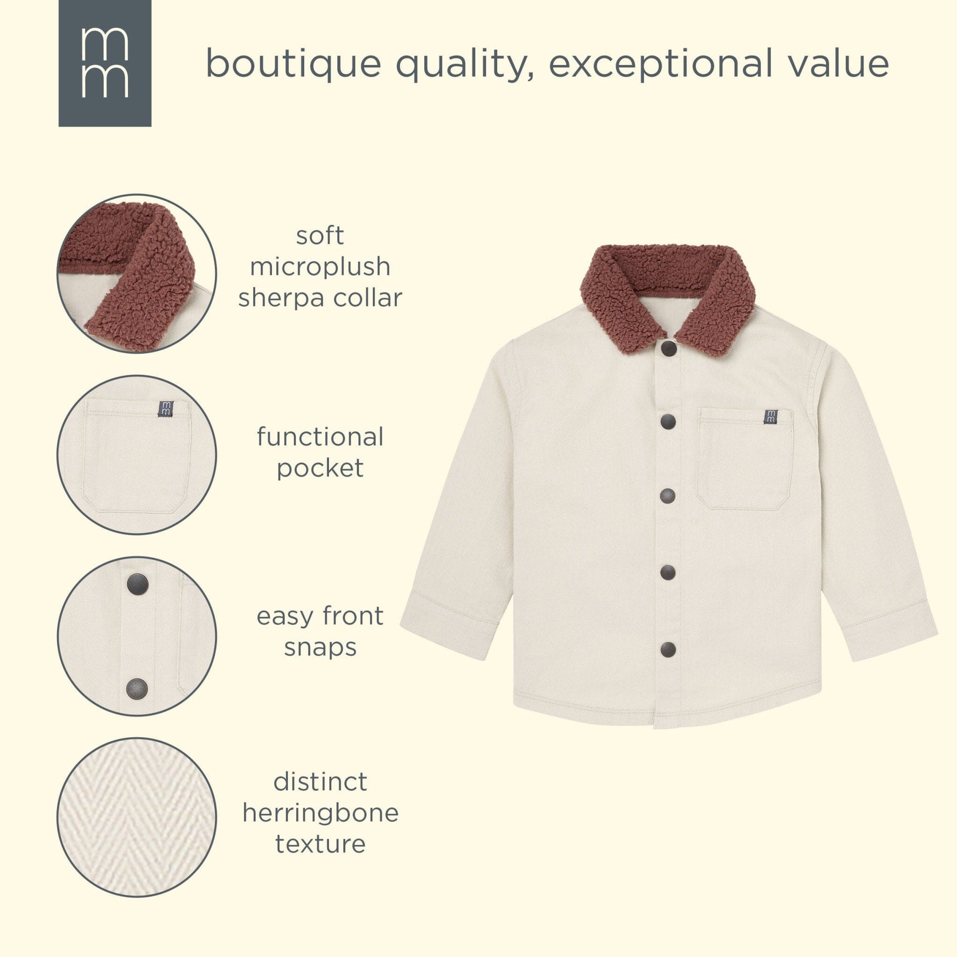 Boys Oyster Herringbone Shacket tops modern moments™ by Gerber® 