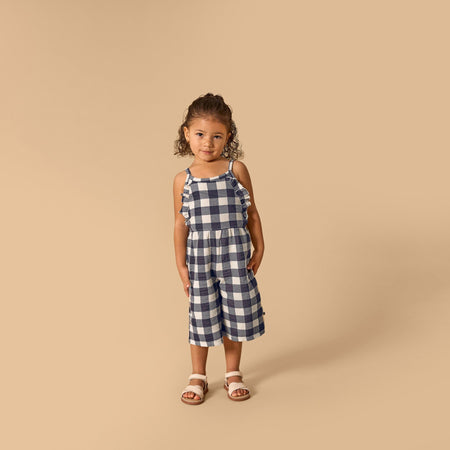 Infant & Toddler Girls Gingham Ruffle Wide Leg Romper