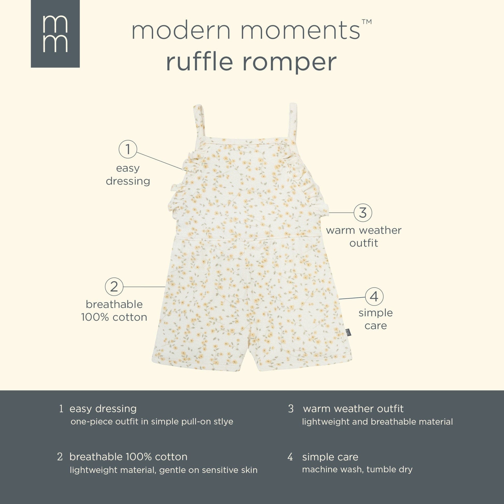 Infant & Toddler Girls Ivory Vines Ruffle Romper rompers Modern Moments™ by Gerber® 