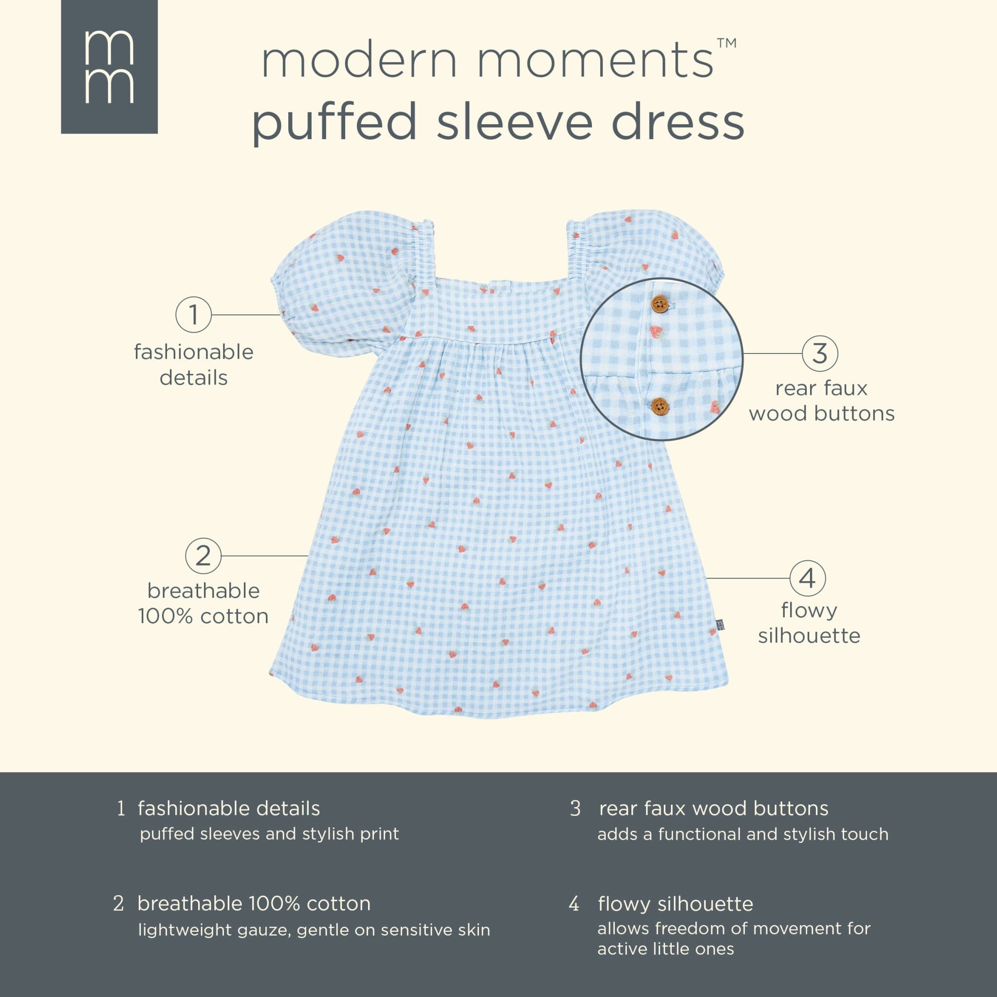 Infant & Toddler Girls Strawberry Gingham Puff Sleeve Dress dresses Modern Moments™ by Gerber® 