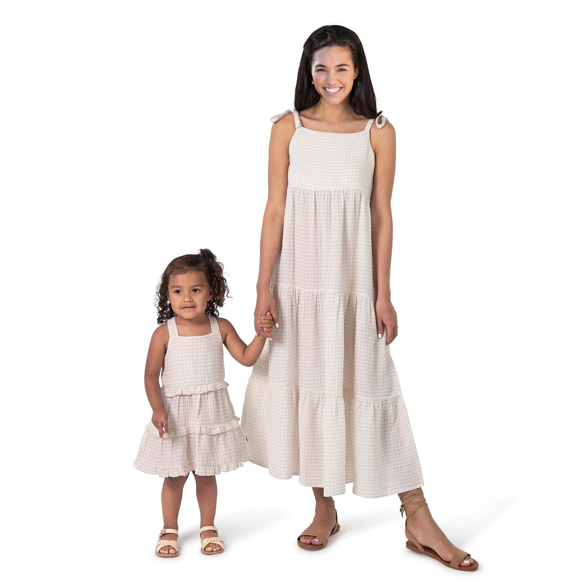 modern moments dress Mommy & Me Tan Gingham Gauze Dresses Bundle