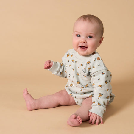 Baby Girls Fall Roses Bubble Romper
