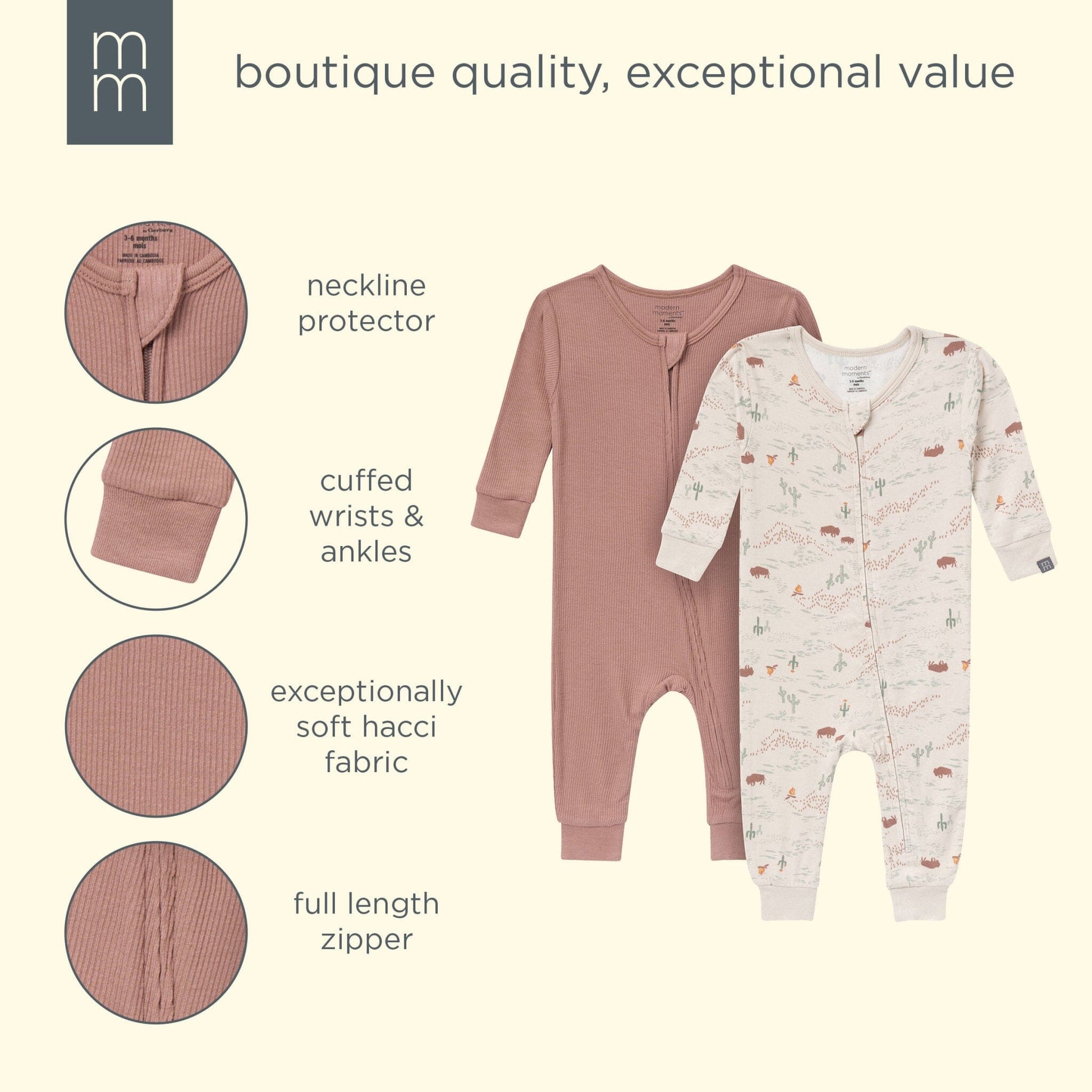 2-Pack Boys Buffalo Desert Viscose Snug Fit Footless Pajamas sleepwear modern moments™ by Gerber® 