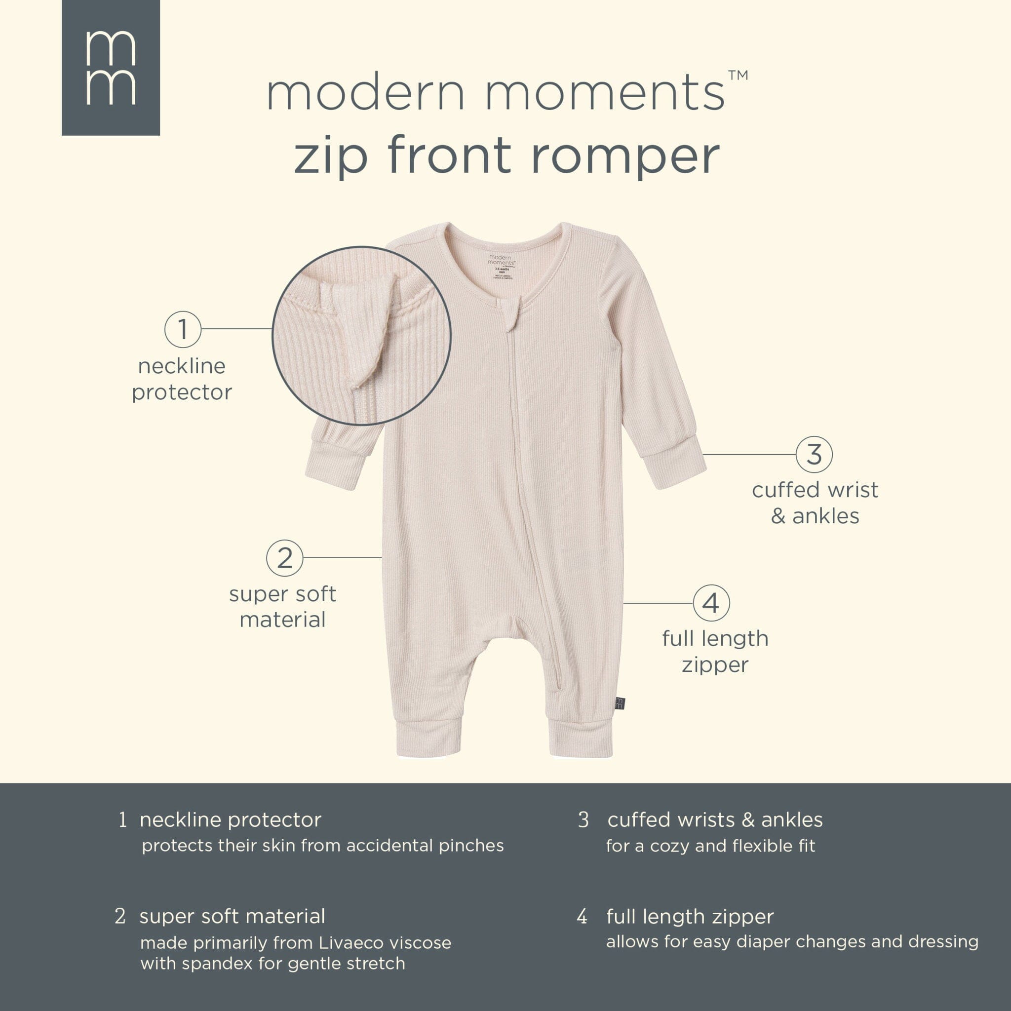 2-Pack Baby Neutral Pasta Dinner Zip Front Rompers rompers Modern Moments™ by Gerber® 