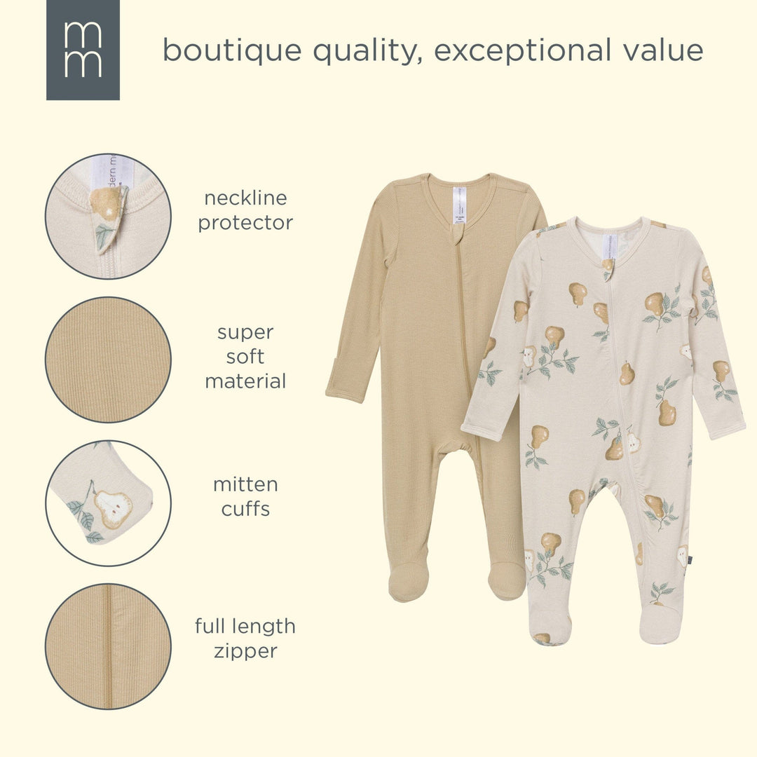 2-Pack Baby Neutral Pears Sleep 'N Plays with Mitten Cuffs sleepwear modern moments™ by Gerber® 