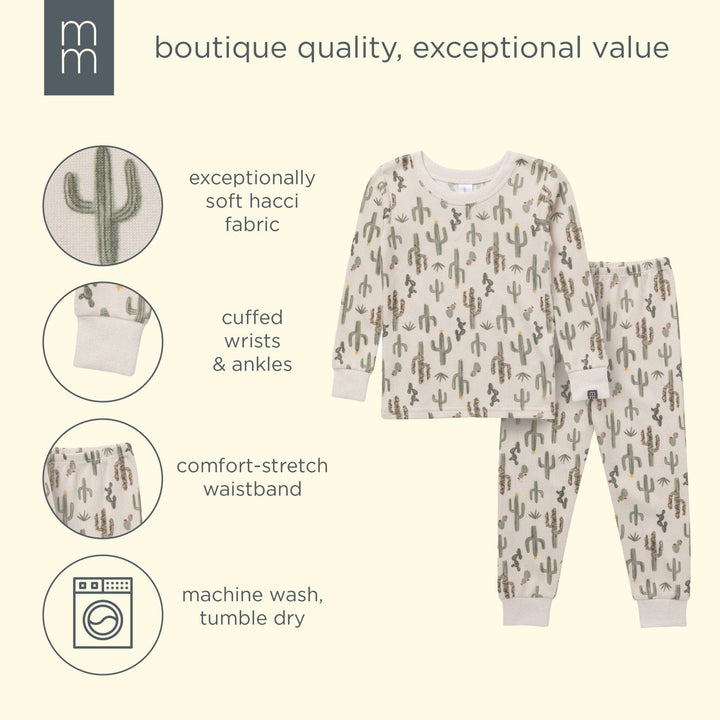 2-Piece Neutral Christmas Cactus Snug Fit Pajama Set sleepwear modern moments™ by Gerber® 