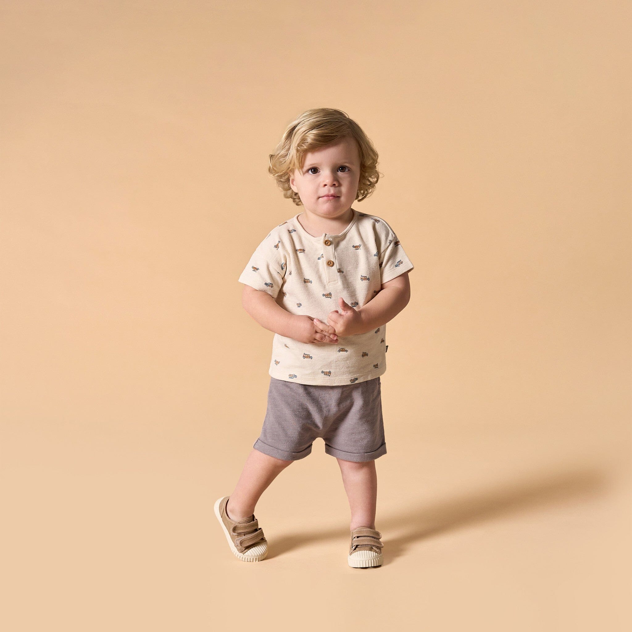 2-Piece Baby Boys Beach Buggys Henley Shirt and Shorts Set