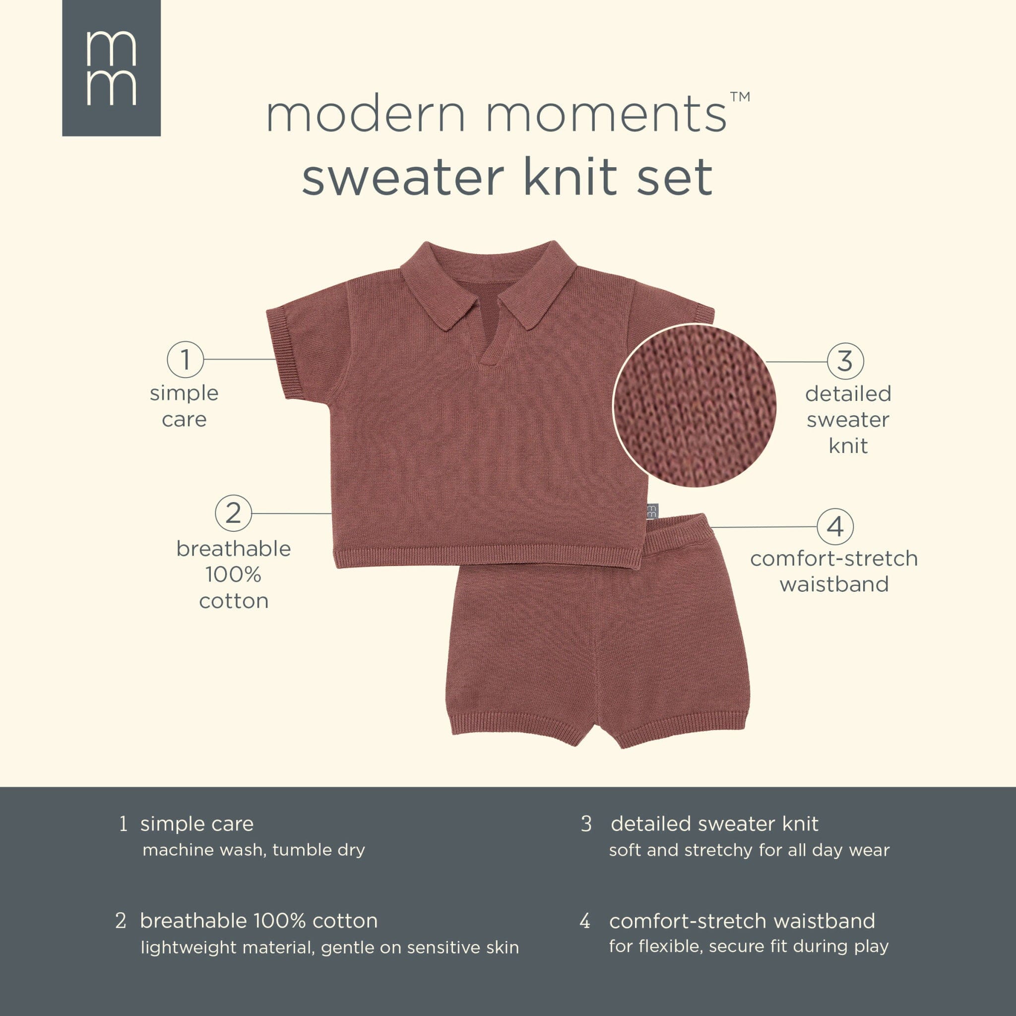 2-Piece Baby Boys Brown Johnny Collar Sweater Knit Set outfits Modern Moments™ by Gerber® 