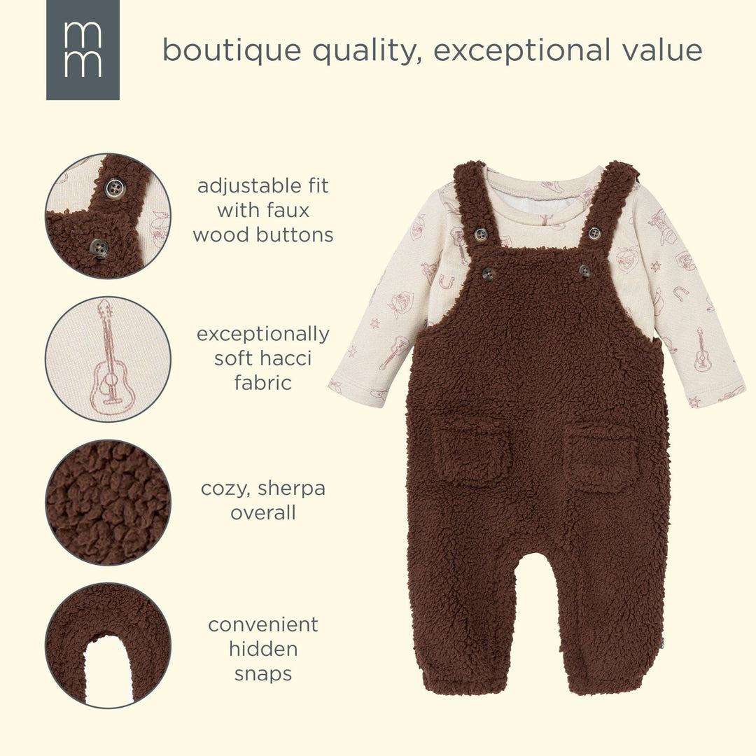 2-Piece Baby Boys Rich Brown Microplush Overalls outfits modern moments™ by Gerber® 