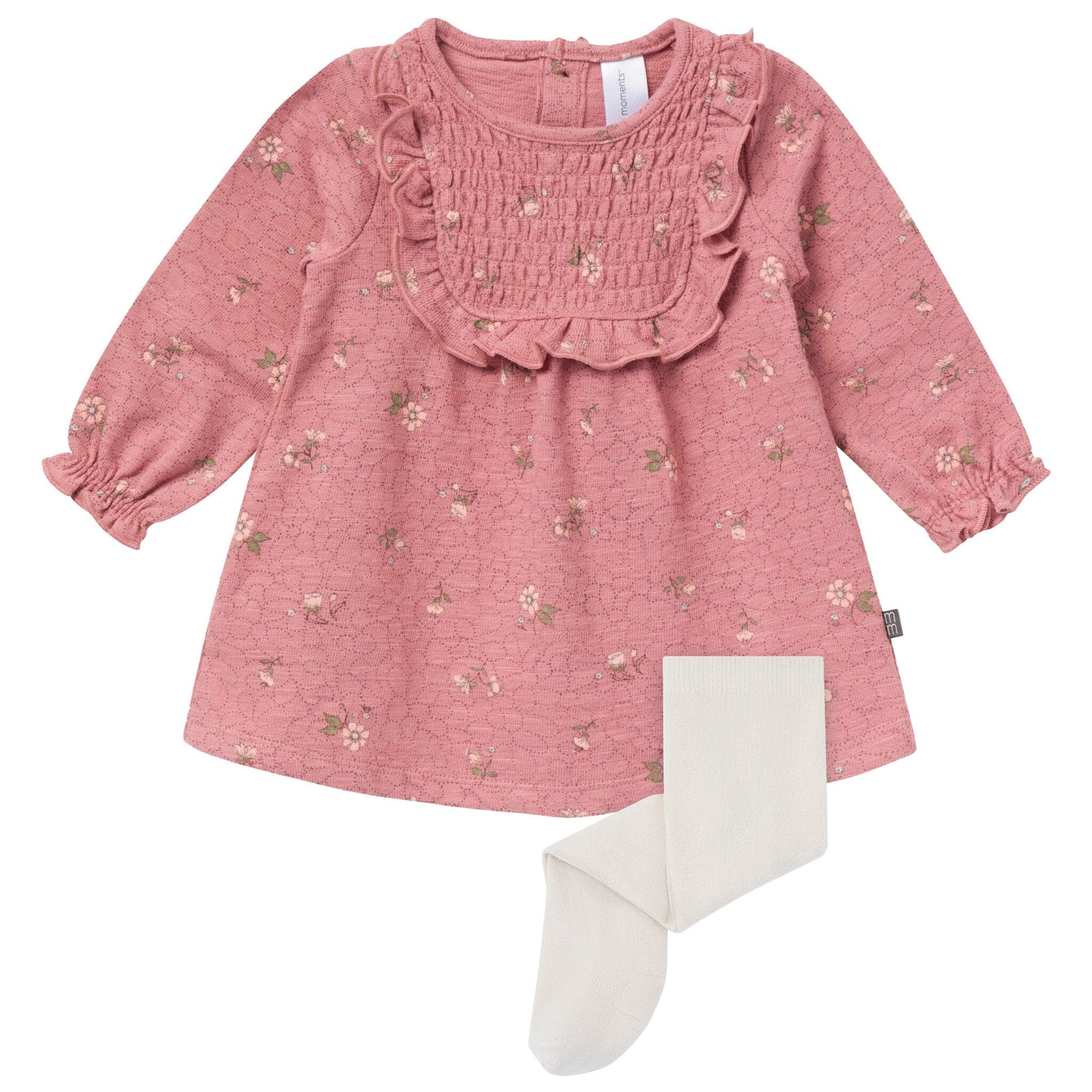 2-Piece Baby Girls Old Rose Floral Dress and Tights Set dresses modern moments™ by Gerber® 