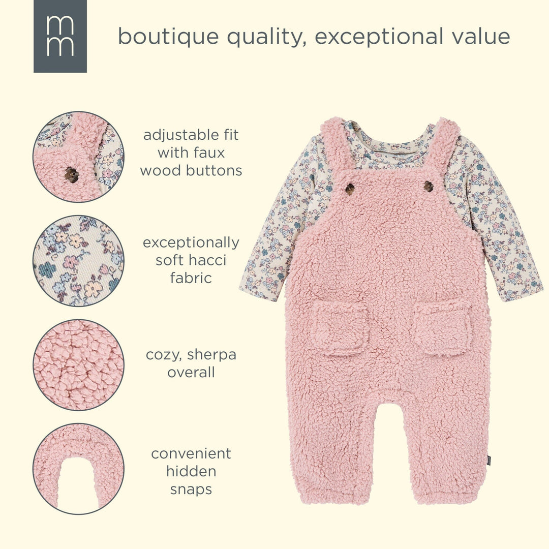2-Piece Baby Girls Pale Mauve Microplush Overalls outfits modern moments™ by Gerber® 