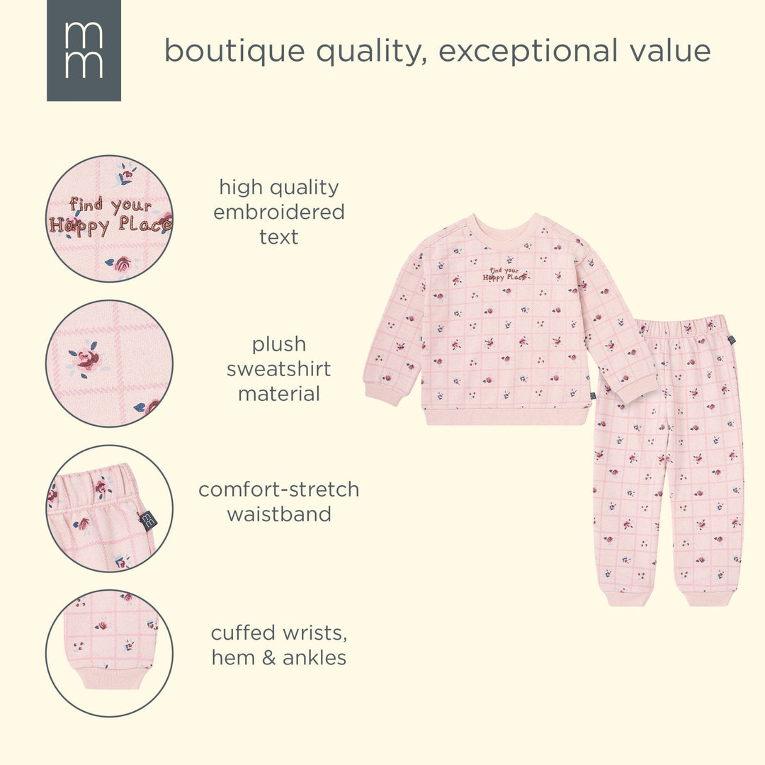 2-Piece Girls Happy Place Sweatshirt and Jogger Set outfits modern moments™ by Gerber® 