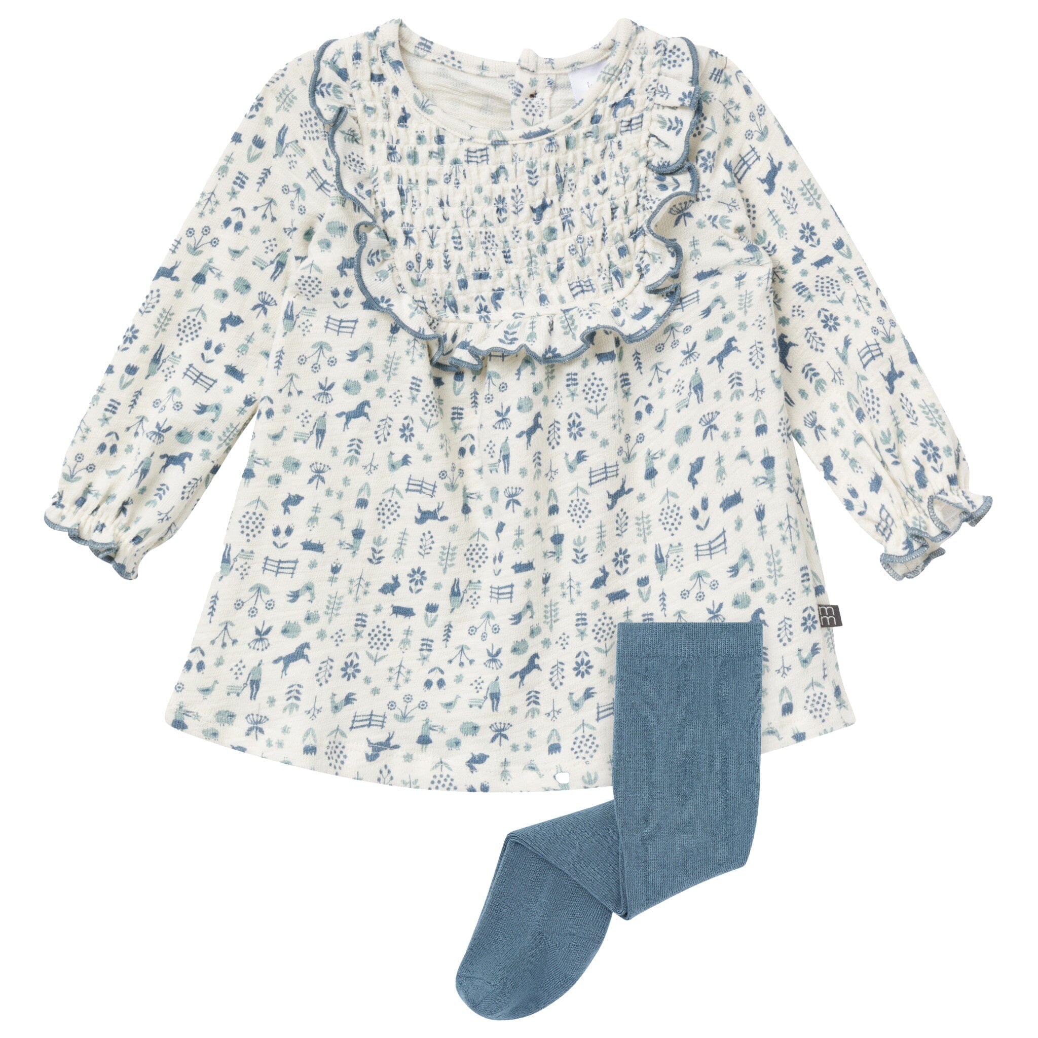 2-Piece Baby Girls Petit Blue Country Dress and Tights Set dresses modern moments™ by Gerber® 