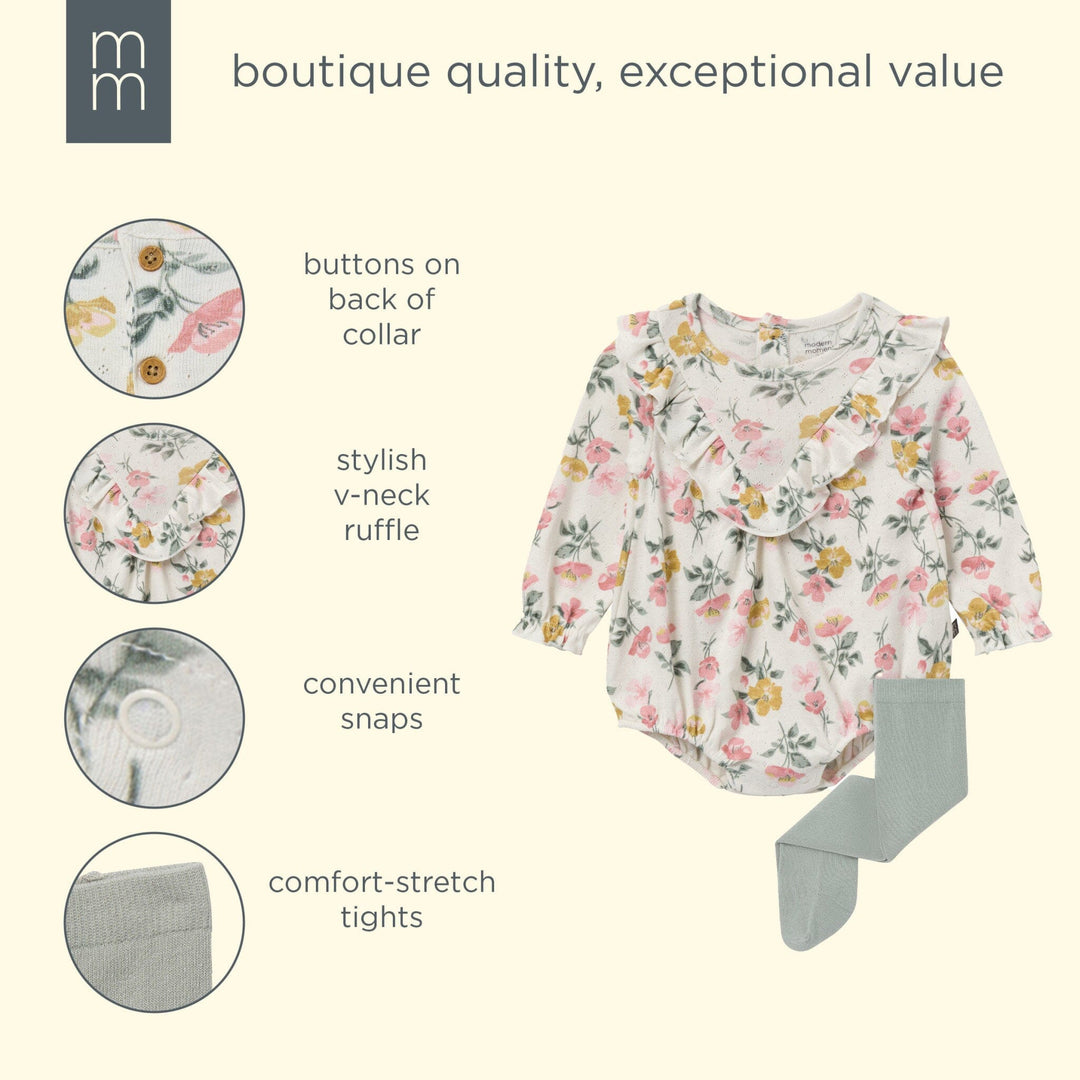 2-Piece Baby Girls Floral Bubble Romper and Tights rompers modern moments™ by Gerber® 