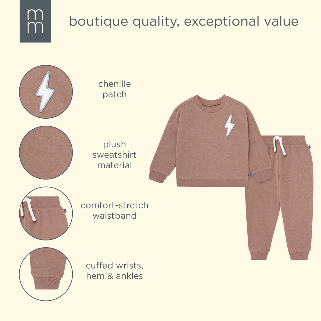 2-Piece Boys Lightning Brown Sweatshirt and Jogger Set outfits modern moments™ by Gerber® 