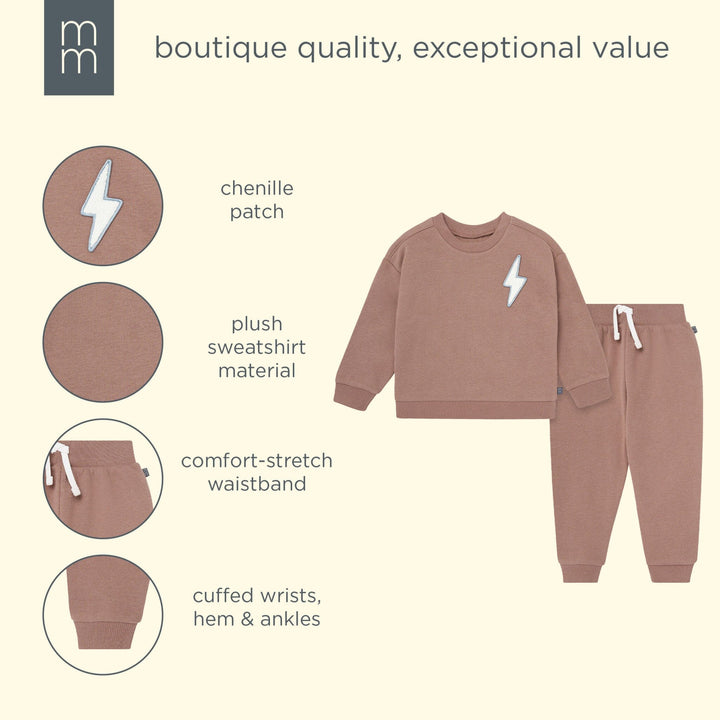 2-Piece Boys Lightning Brown Sweatshirt and Jogger Set outfits modern moments™ by Gerber® 