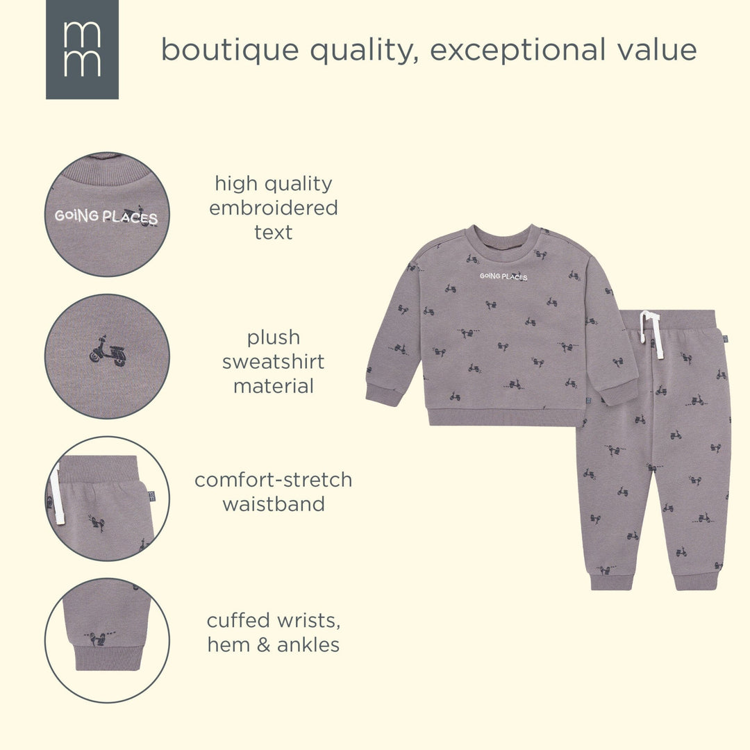 2-Piece Boys Grey Scooter Sweatshirt and Jogger Set outfits modern moments™ by Gerber® 