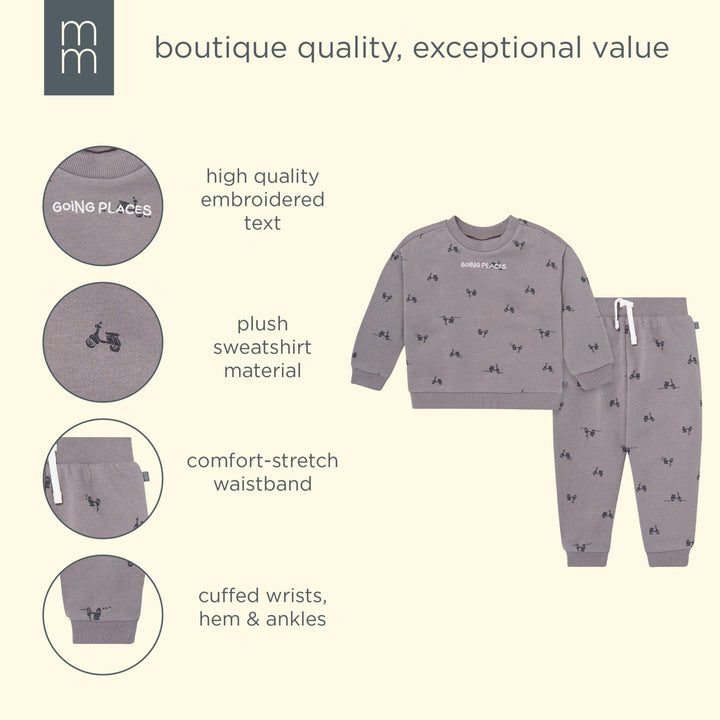 2-Piece Boys Grey Scooter Sweatshirt and Jogger Set outfits modern moments™ by Gerber® 