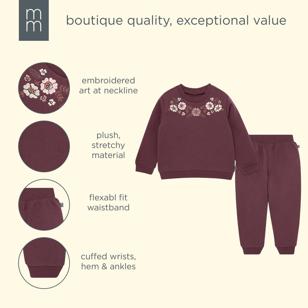 2-Piece Girls Floral Embroidery Sweatshirt and Jogger Set outfits modern moments™ by Gerber® 