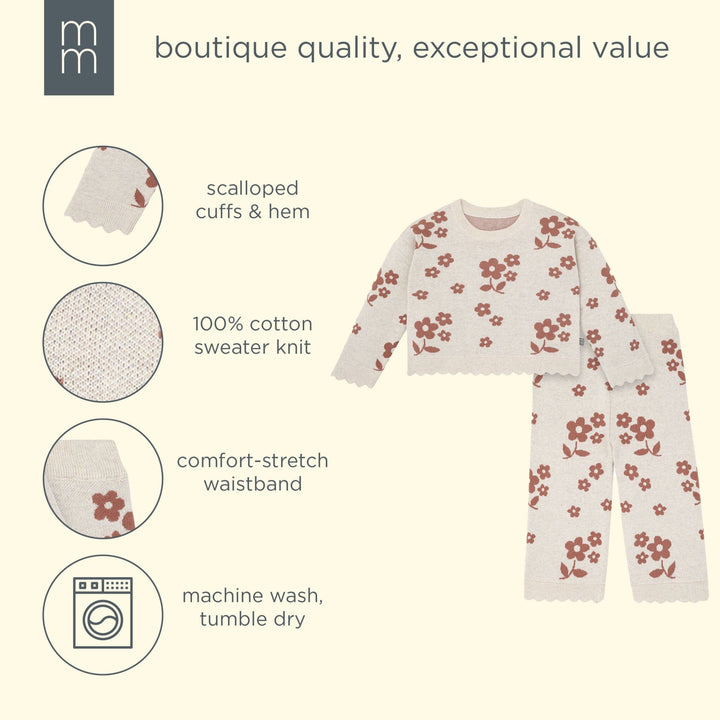 2-Piece Girls Nutmeg Flowers Sweater Top and Pant Set outfits modern moments™ by Gerber® 