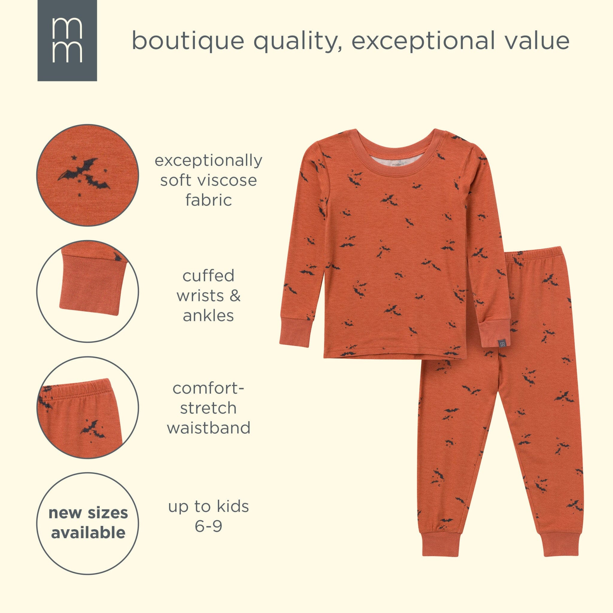 2-Piece Neutral Autumn Bats Snug Fit Pajama Set sleepwear modern moments™ by Gerber® 