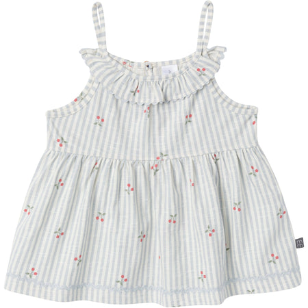 2-Piece Infant & Toddler Girls Cherry Stripes Ruffle Top and Shorts Set