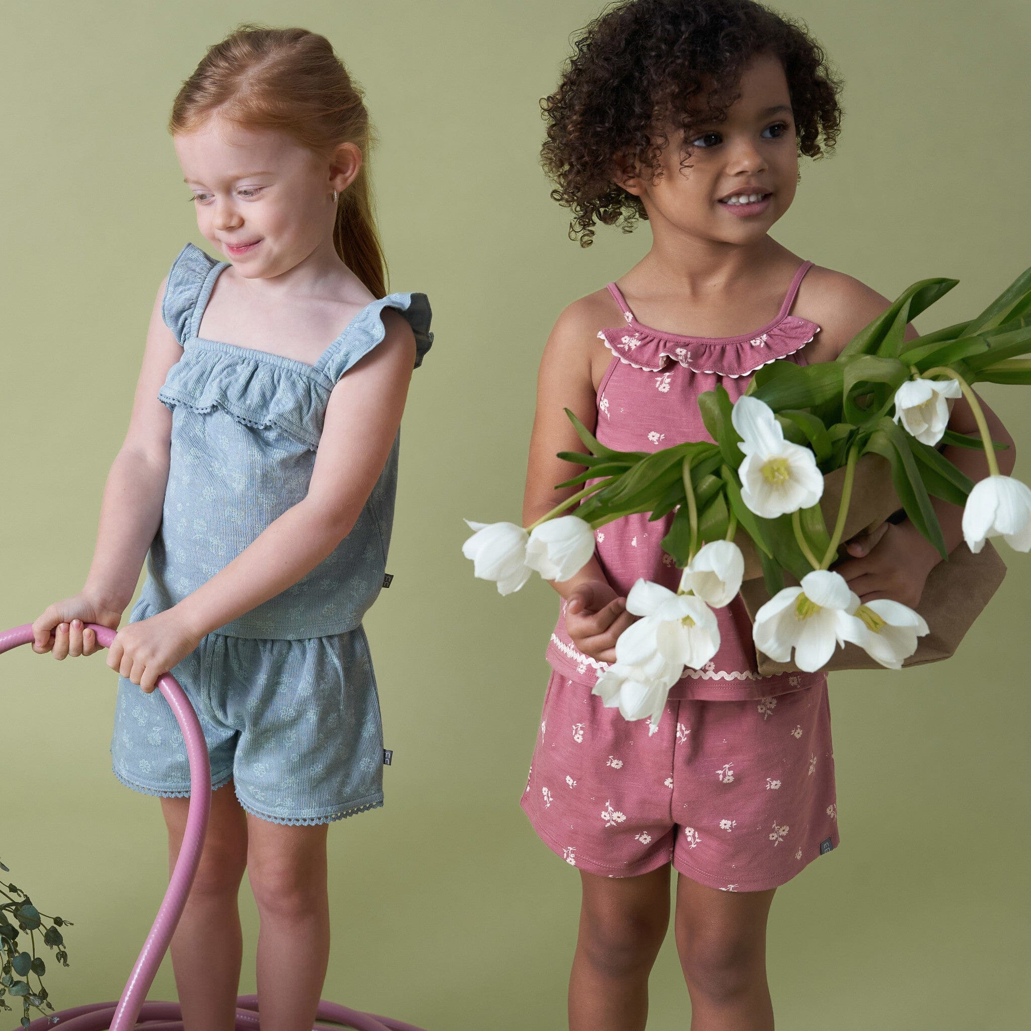 2-Piece Infant & Toddler Girls Rose Bouquet Ruffle Top and Shorts Set outfits Modern Moments™ by Gerber® 