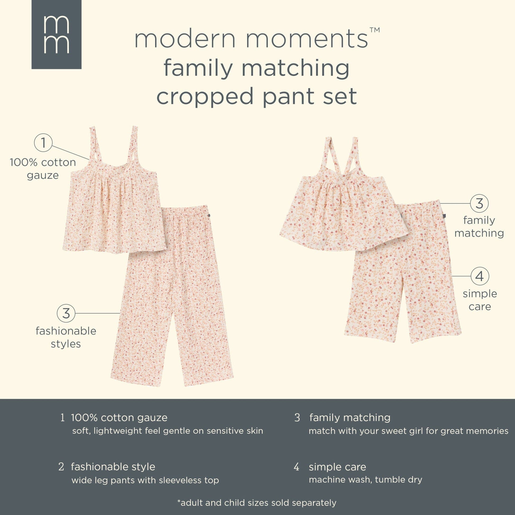 2-Piece Infant & Toddler Girls Beige Vine Floral Cropped Pants Set outfits Modern Moments™ by Gerber® 